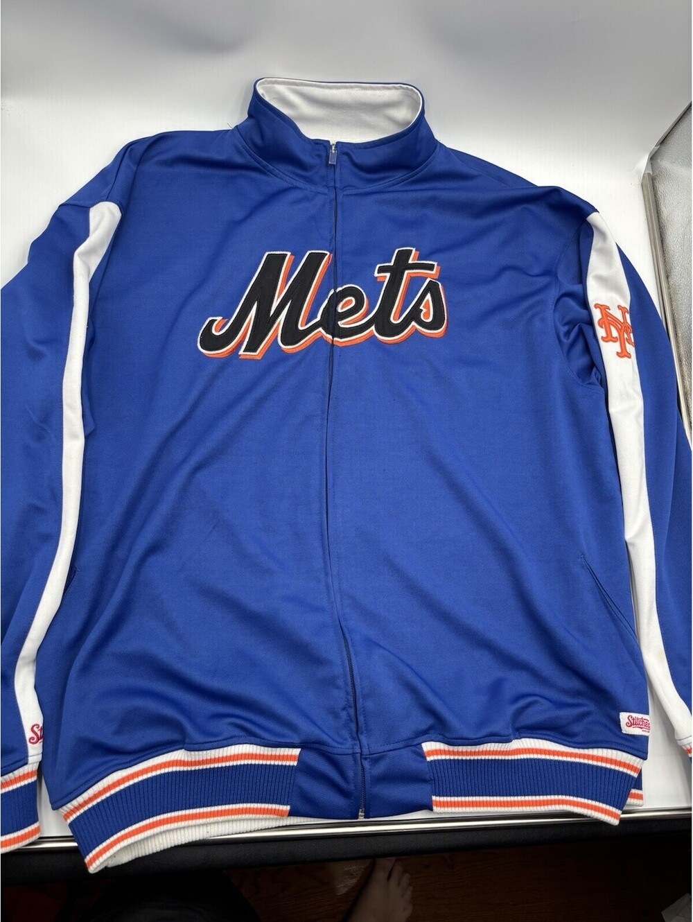 Vintage Stiches NY Mets Warm Up Workout MLB Baseball Jacket Mens 2XL Blue